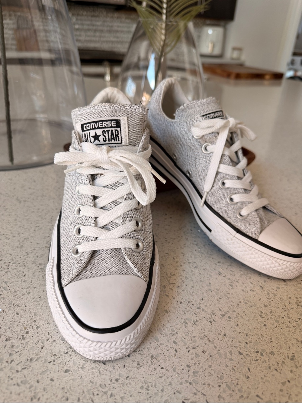 Converse Low Top Sneakers - Light Gray and White